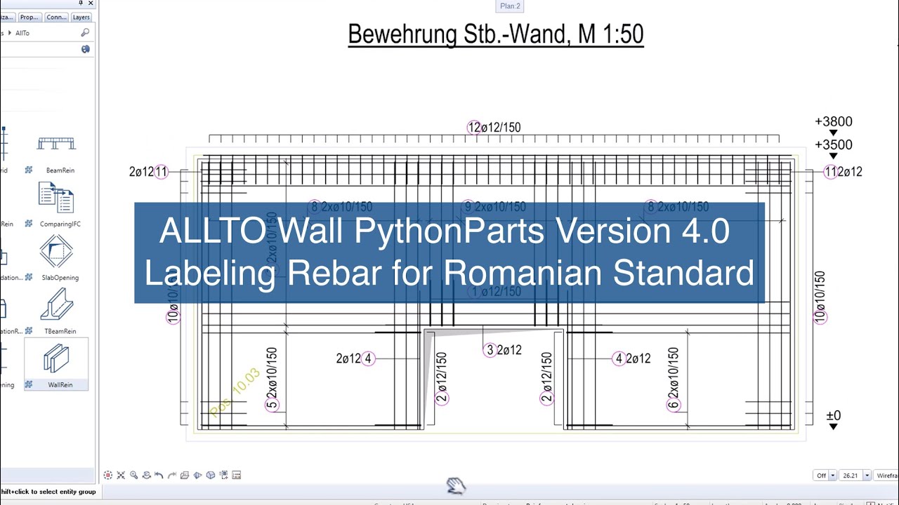 ALLTO Wall PythonParts - Labeling rebar for Romanian Standard - YouTube