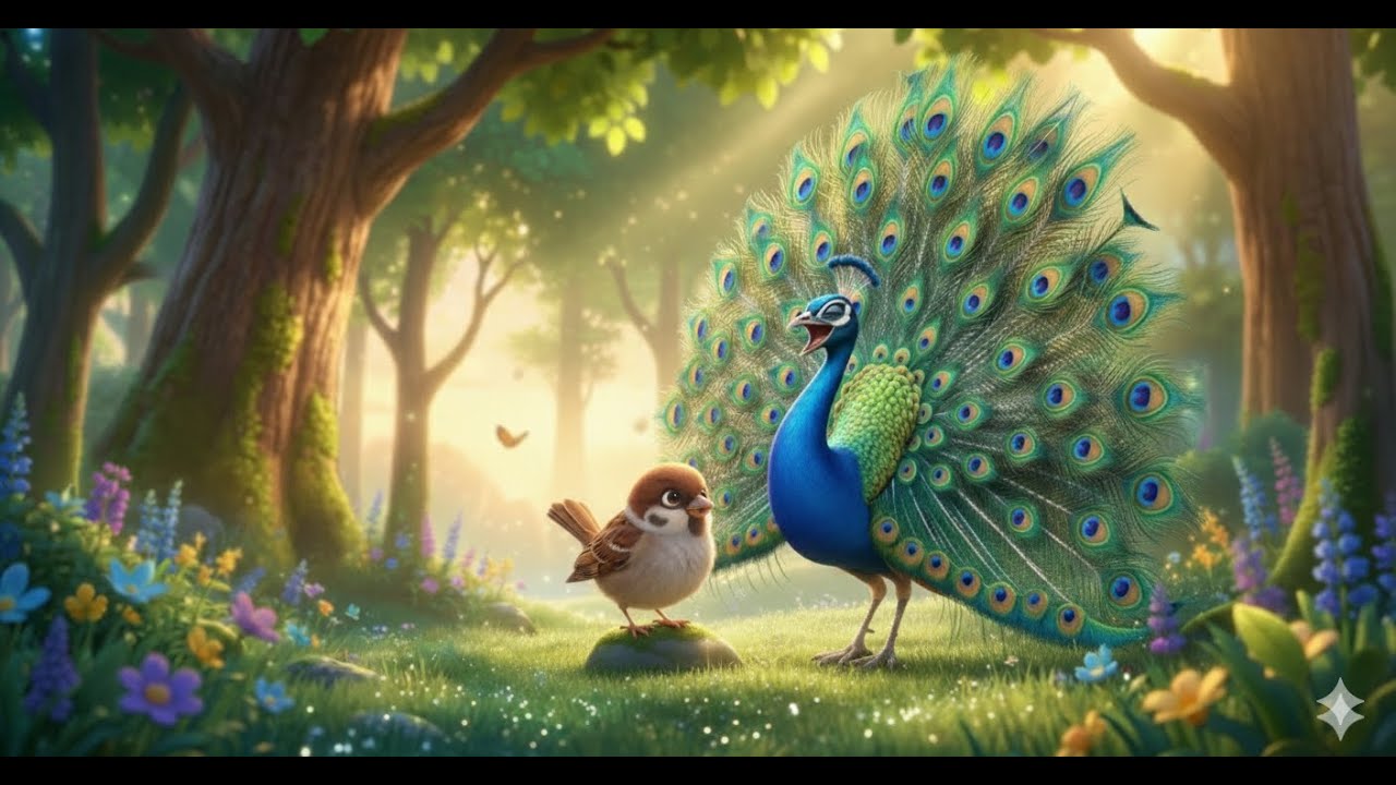 Moral Story for Kids | The Proud Peacock and the Sparrow - YouTube