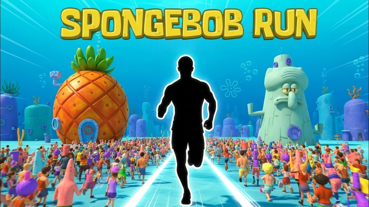SPONGEBOB RUN Immersive Interactive Warm Up | Bikini Bottom Chase | Viral Interactive Game