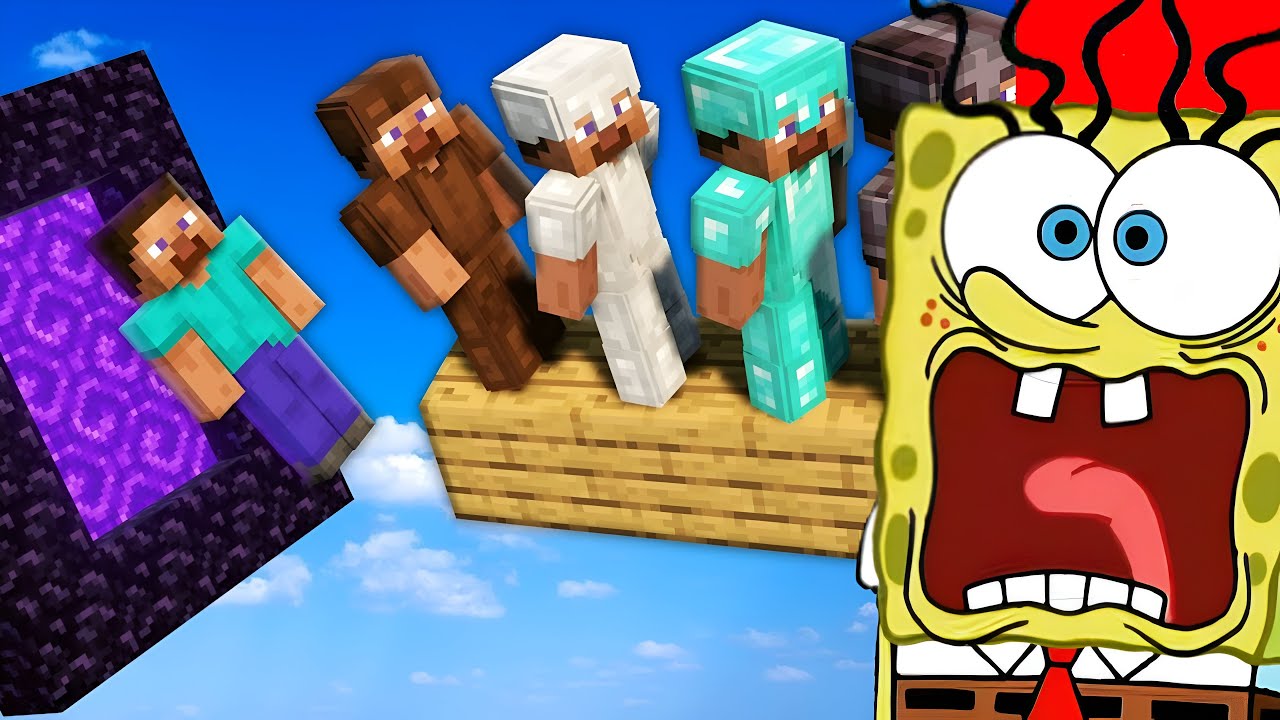 SpongeBob Reacts to Upgrading Steve's Armor Until He Survives!