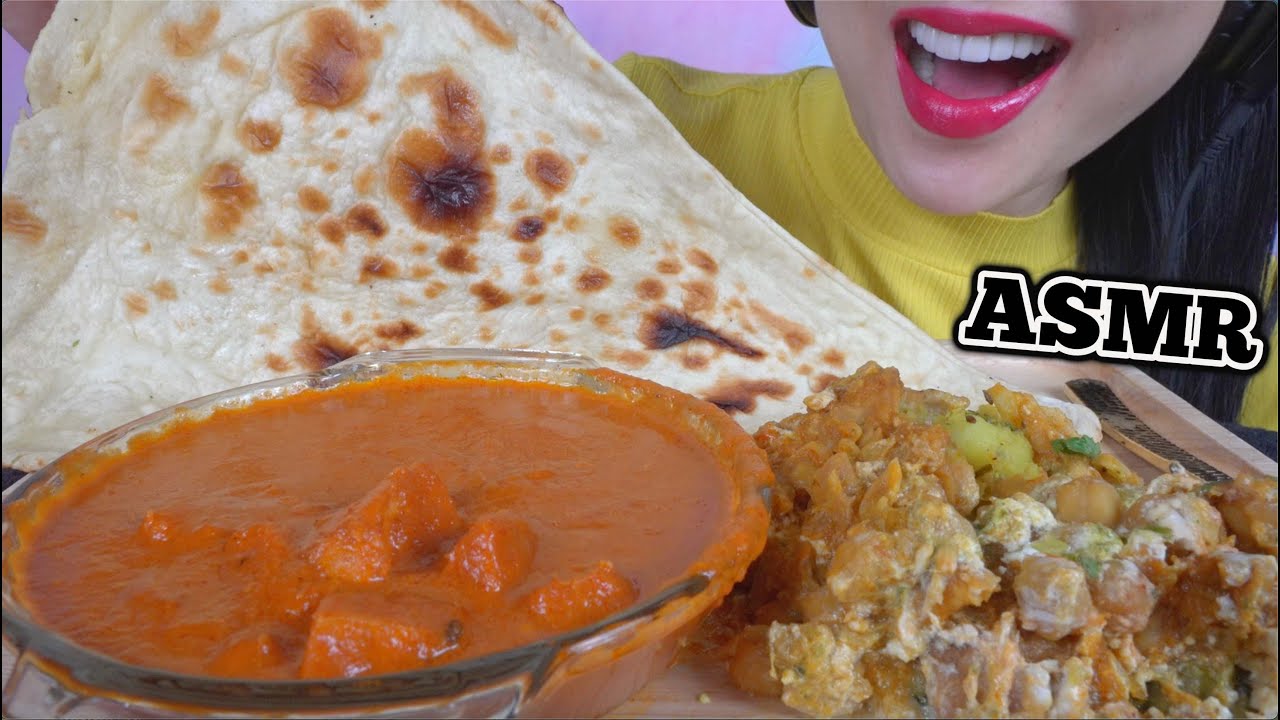 ASMR BUTTER CHICKEN NAAN (EATING SOUNDS) NO TALKING | SAS-ASMR