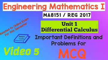 Engg Maths 1 - Unit 1 Differential Calculus - MCQ - Part 5