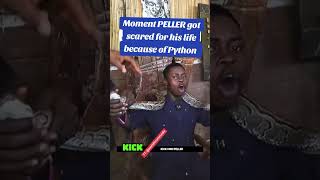 Moment PELLER got scared of python during his Abuja Tour