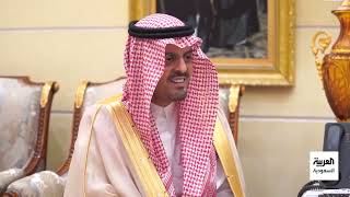 أمير منطقة مكة الأمير خالد الفيصل يستقبل في منزله بـ جدة الأمير سعود بن مشعل فور وصوله إلى المنطقة ل