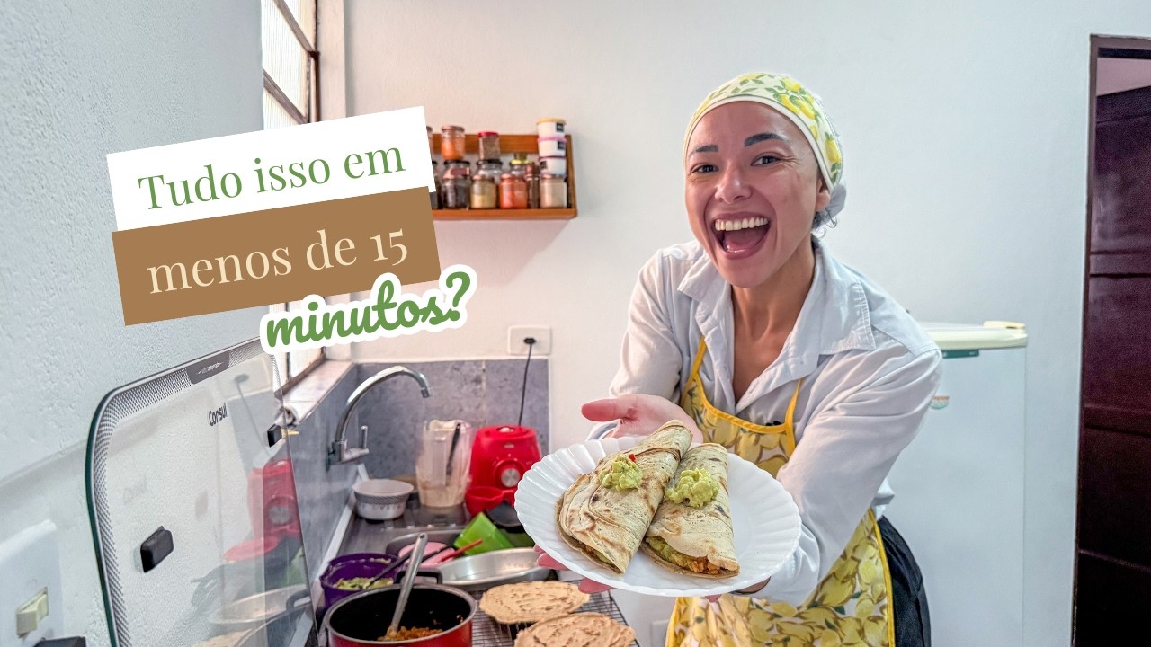 Fiz um ALMOÇO VEGANO COMPLETO em 15 MINUTOS — tudo do zero!
