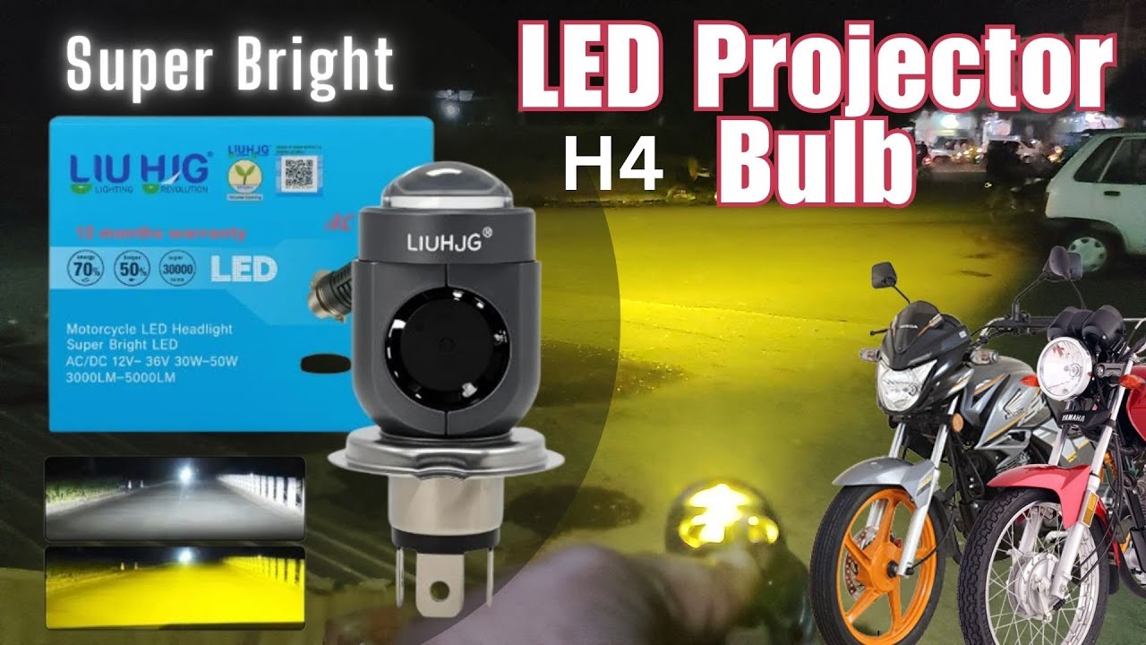 LiuHJG LED Projector Headlight Bulb H4 30watt | yamaha Honda Suzuki | Review | @Autopointpk