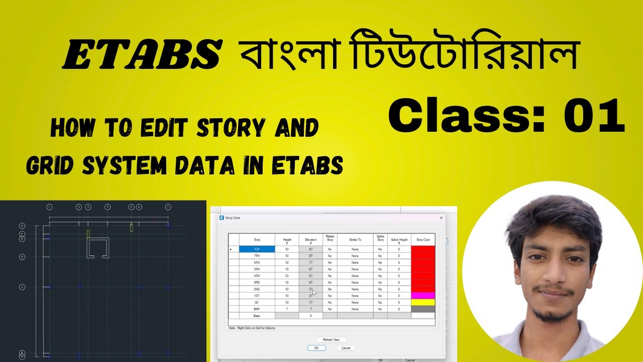 How to edit story and grid system data in etabs....Class 01 - YouTube