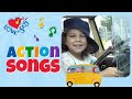 The wheels on the bus song with actions  popular kids nursery rhymes