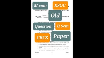 M.com old question papers |KSOU |2 semester |CBCS|Karnataka State Open University
