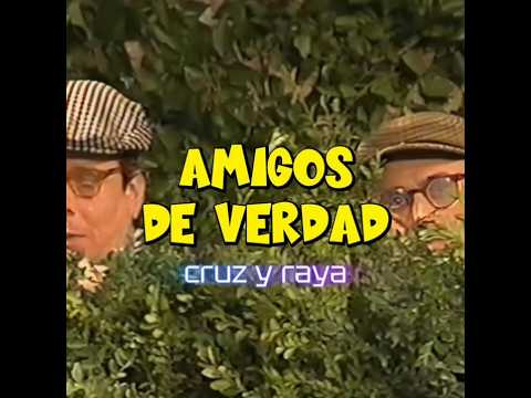 "Amigos de verdad" Tomás y Ramón detrás de un seto. Cruz y Raya.. Juan Muñoz Cómico