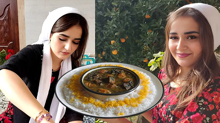 The Secrets of Rustic Spinach Stew with Orange & Chicken:IRAN Village Cooking