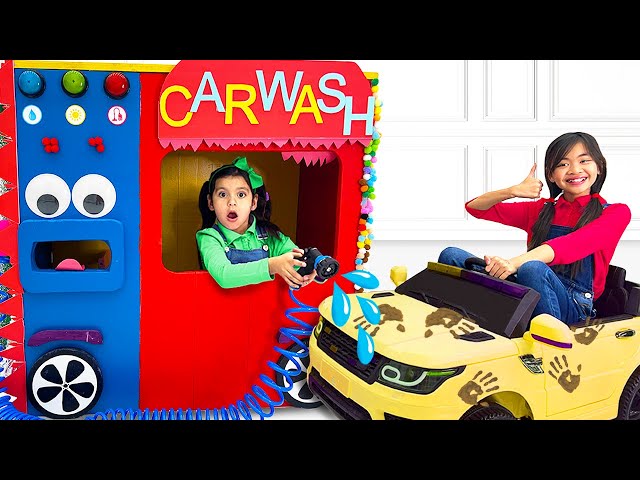 Slippery Soapy Car Wash: Kids vs Machines with Ellie Lyndon and Charlotte 