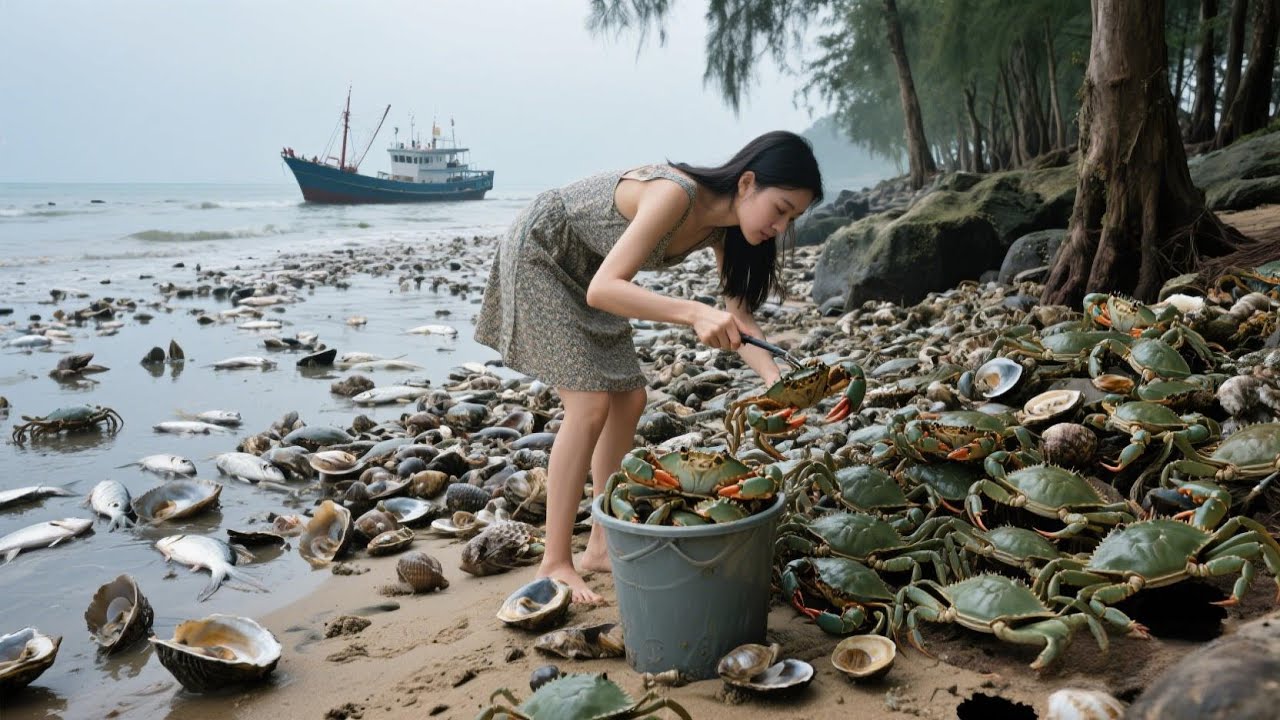 三五斤的大貨隨便撿？ ！紅樹林邊簡直是螃蟹天堂，阿梅直接撿到懵，這收穫太頂了！【海村小梅官方頻道】