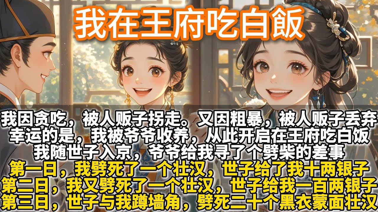 完結腦洞甜文：我在王府吃白飯。我因贪吃，被人贩子拐走。又因粗暴，被人贩子连夜丢弃在路边。幸运的是，我被爷爷收养，从此开启了在王府吃白饭的生涯。我随世子入京，爷爷给我寻了个劈柴的差事。