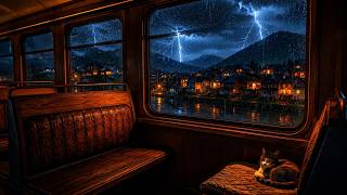 Sleep Immediately with Heavy Rain & Soft Thunder | Cozy Train Ambience 10 Hours screenshot 5