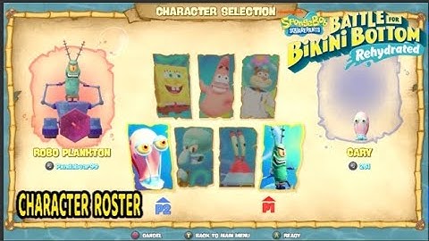 FULL CHARACTER ROSTER - SPONGERBOB SQUAREPANTS BATTLE FOR BIKINI BOTTOM REHYDRATED MULTIPLAYER