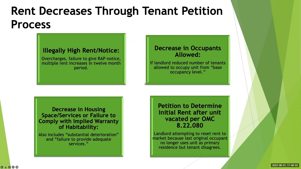 June 1 '22 Tenants Rights Workshop - City of Oakland Rent Adjustment Program