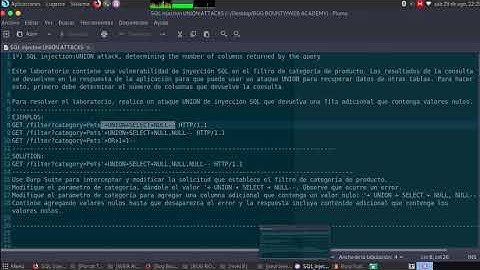 SQL injection UNION attack, determining the number of columns returned by the query