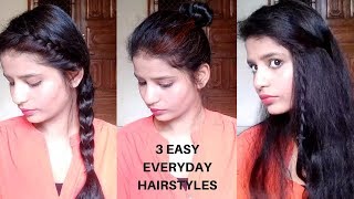 3 EASY EVERYDAY Ponytail Hairstyles for Medium to long Hair for DIWALI// Indian  Hairstyles - YouTube