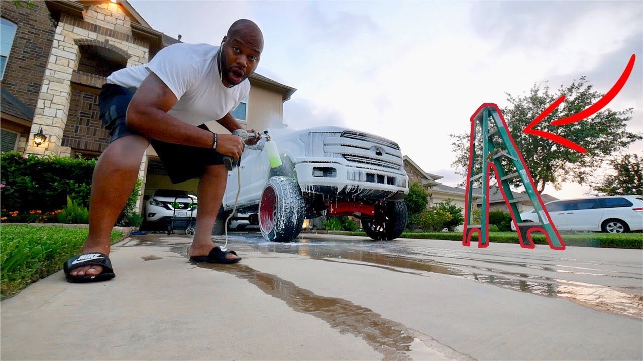 I LITERALLY HAD TO USE A LADDER TO WASH MY LIFTED TRUCK YouTube