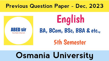 degree ug 5th sem english question paper Dec 2023 || BA Bcom BSc BBA BSW OU  #abedsir