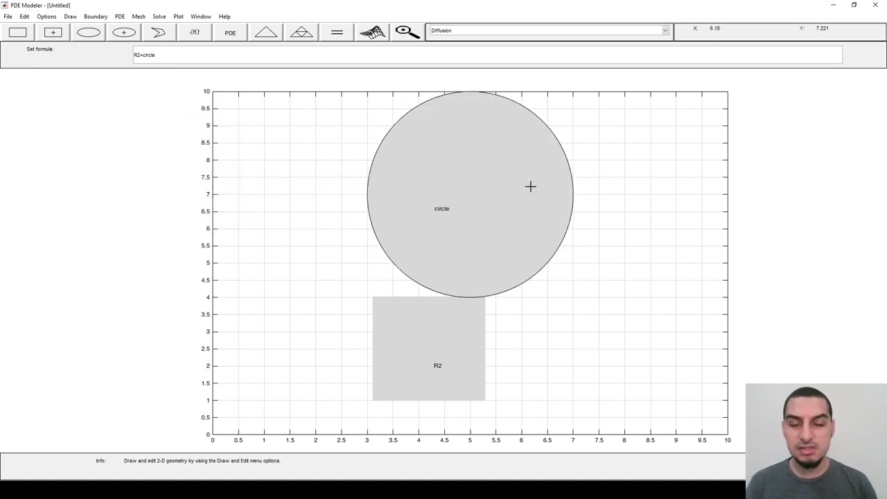 Introduction to Matlab in English | 61 | Matlab PDE modeler - Drawing system geometry 1