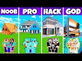 Minecraft: CONTEMPORARY PRETTY HOUSE BUILD CHALLENGE - NOOB vs PRO vs HACKER vs GOD