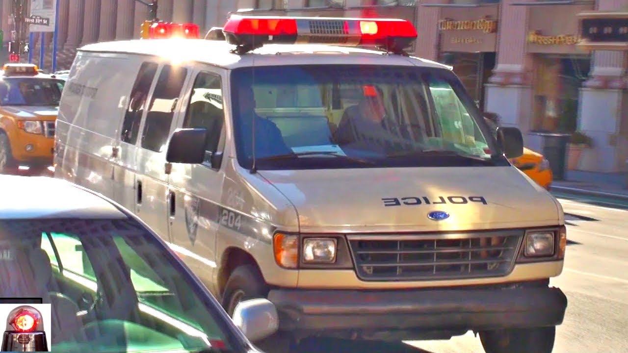 Old School AMTRAK POLICE Van with Halogen Rotating Lights - New York City