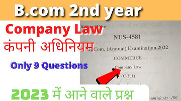 Company Law (कंपनी अधिनियम) Paper-2022 |B.com 2nd year Exam paper | #ccsu  #mjpru
