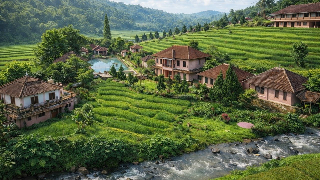 Bikin Takjub‼️Surga Kecil di Tengah Sawah dengan Sungai Mengalir Bersih