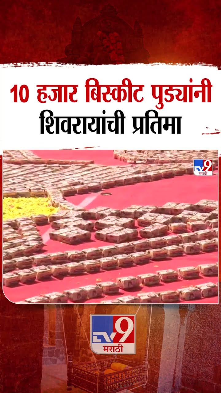 Chhatrapati Sambhajinagar मध्ये शिवजयंतीनिमित्त 10 हजार बिस्कीट पुड्यांनी साकारली शिवरायांची प्रतिमा