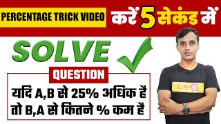 Percentage Value Trick |  Mathas Tricks And Shortcuts| solve question |By Vikash Parashar Sir