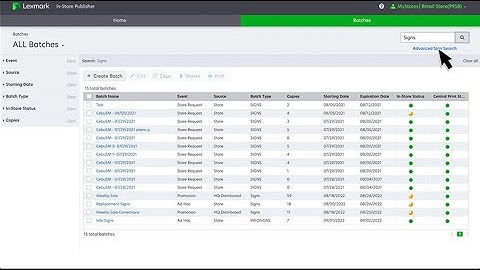 Lexmark Publishing Platform for Retail—Searching batches