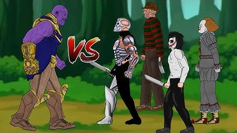 Uber Jason X vs Thanos vs Jeff The Killer, IT Pennywise, Freddy Krueger | Drawing Cartoons 2