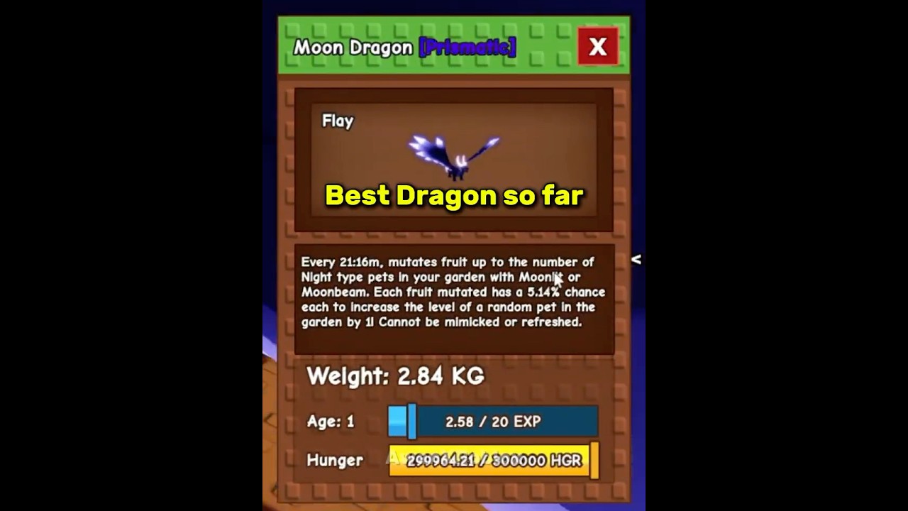 Sad Moon Dragon #roblox #growagarden
