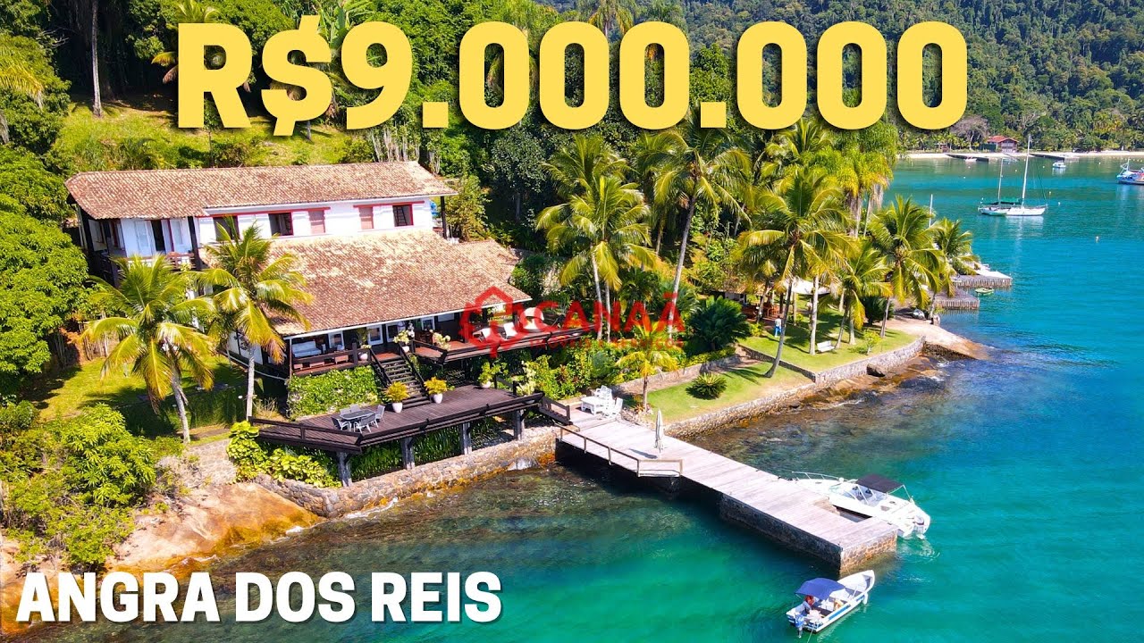 PARADISÍACA CASA NA ILHA COM 80M COSTEIRA, DECK, RAMPA, AMPLO TERRENO EM ANGRA DOS REIS - RJ🌴🔆 4K