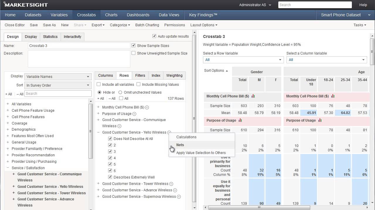 Creating Crosstabs in MarketSight - YouTube