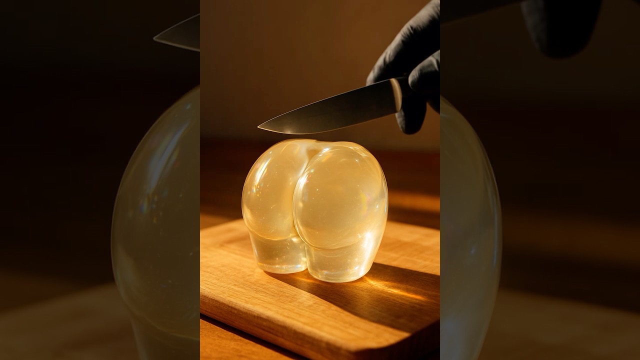 ASMR Glass Butt Cutting | Hyper-Realistic Macro Slow-Mo 