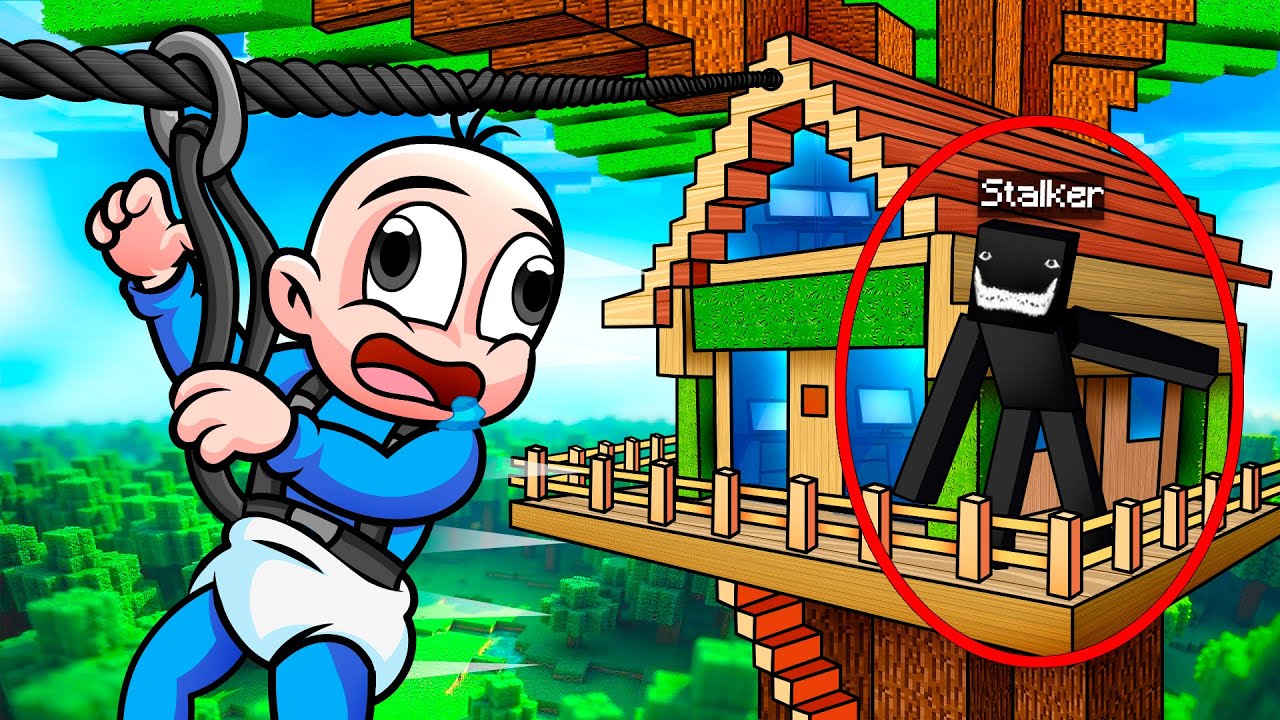 Un EXTRAÑO nos SIGUIÓ hasta nuestra CASA del ÁRBOL 😱👀 BEBÉ NOOB en MINECRAFT