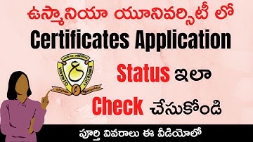 Osmania University Certificates Application Status Check Online | OU Application Status Check Telugu