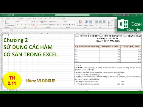 Video [EXCEL] - Thực hành 2.11: Bảng tra Cường độ tính toán... - youtube