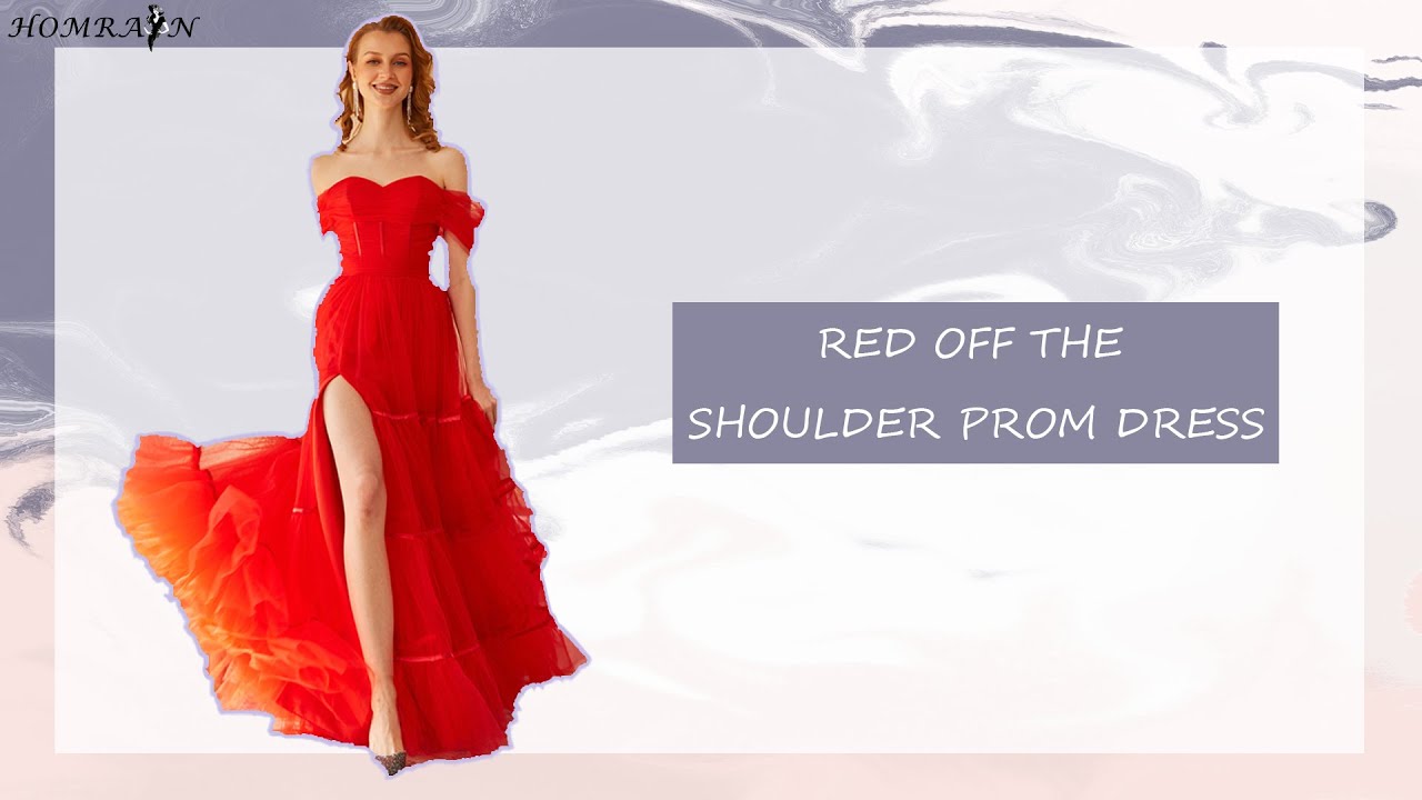 Red Off The Shoulder Prom Dress | Homrain 2022