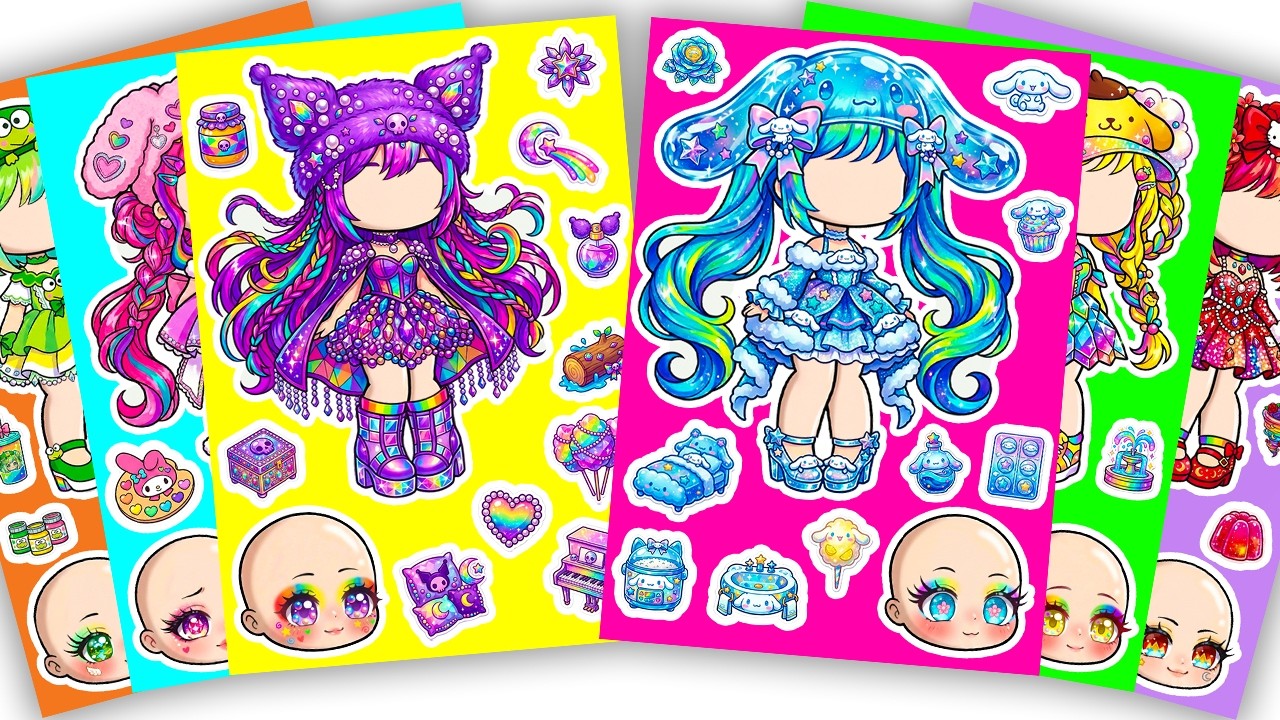 💖Paper DIY💖 Sanrio Cute X Gacha Sticker Book #Cinnamoroll #Kuromi #Melody #gachalife #asmr #paperdiy