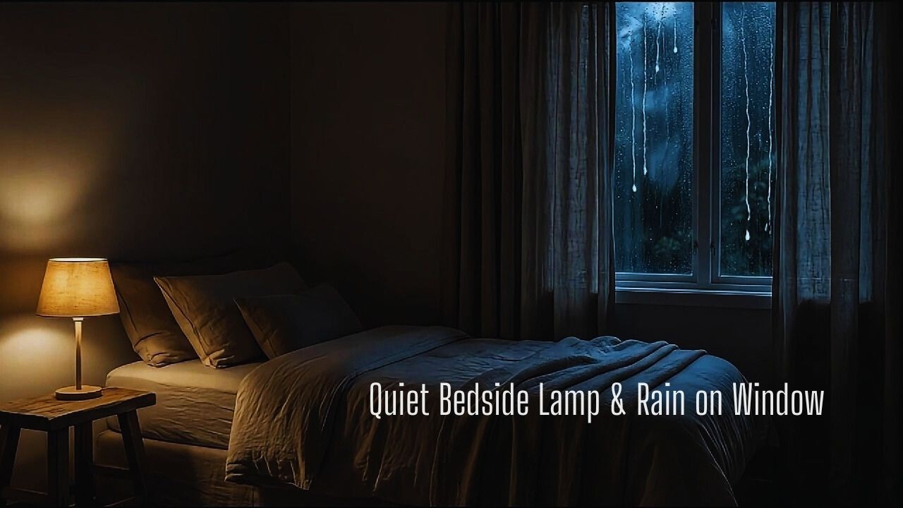 Cozy Room Rain for Sleep – Quiet Bedside Lamp & Rain on Window (10 Hours)
