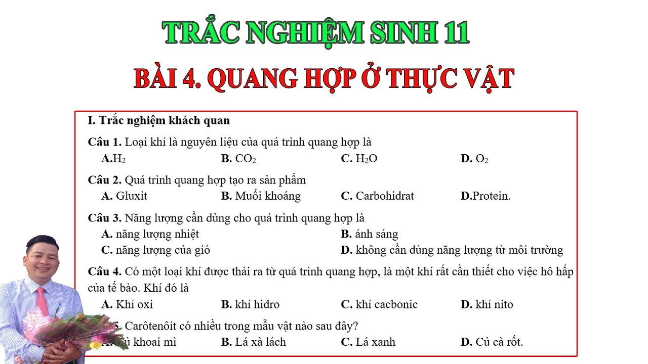 Trắc Nghiệm Sinh 11_Bài 4 Quang Hợp Ở Thực Vật | Chân trời sáng tạo