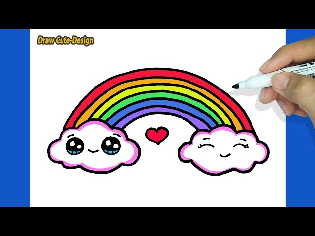 HOW TO DRAW A CUTE RAINBOW AND CLOUDS EASY WITH COLORING - YouTube