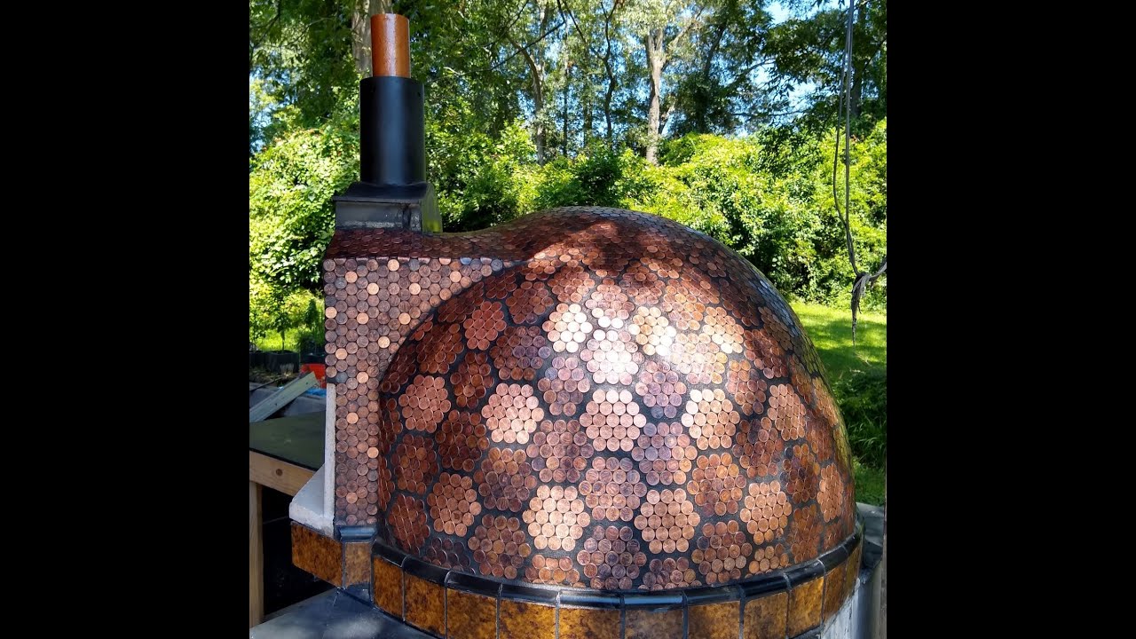 Wood Fired Brick Pizza Oven (Tiled in Pennies) YouTube