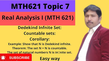 MTH 621 topic 7 Real Analysis I Dedekind Infnite Set:Countable sets: