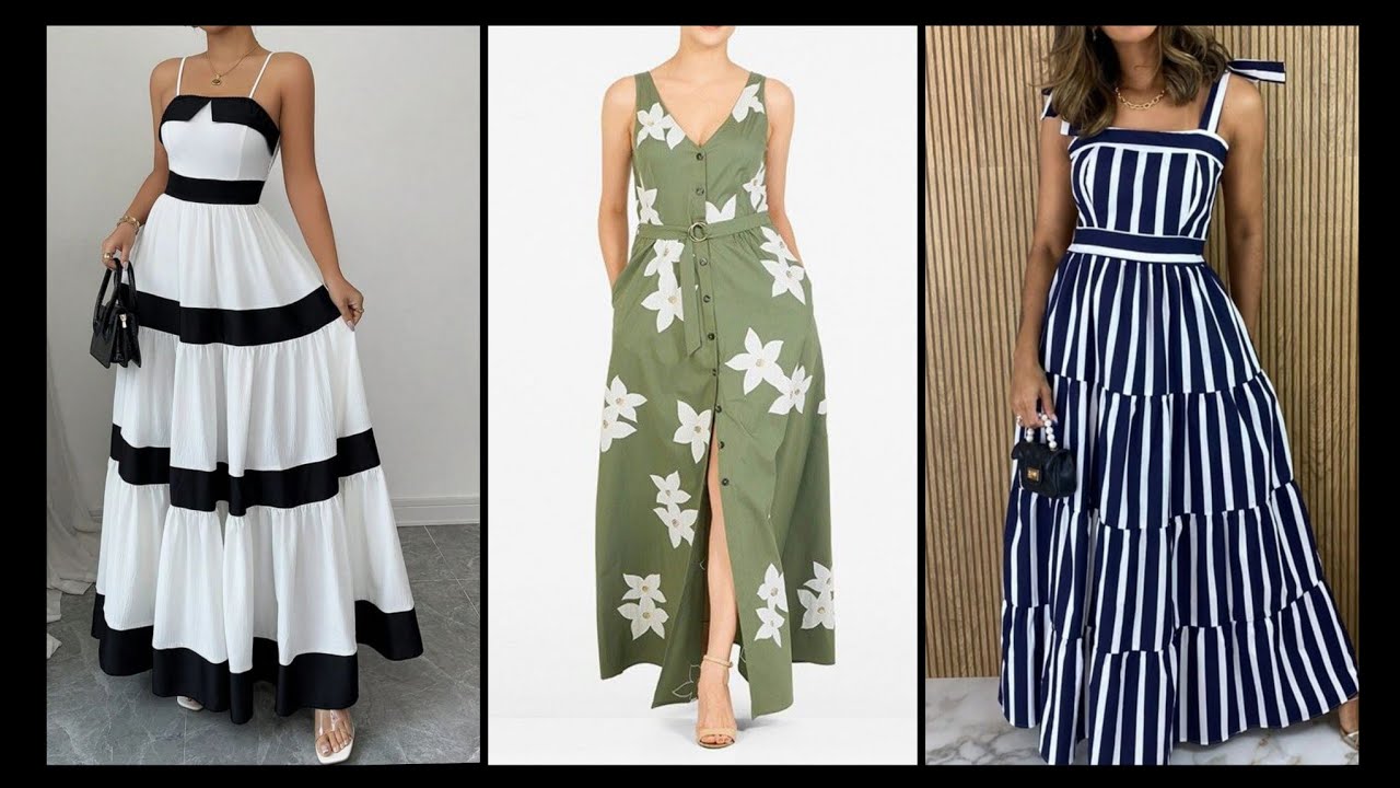 Very Stylish Hot Elegant Summer Maxi Dress Ideas | Floral & Striped Styles for Timeless Charm ☀️"