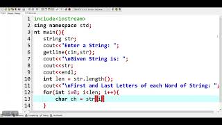 How to print first and last letters of each word in a string